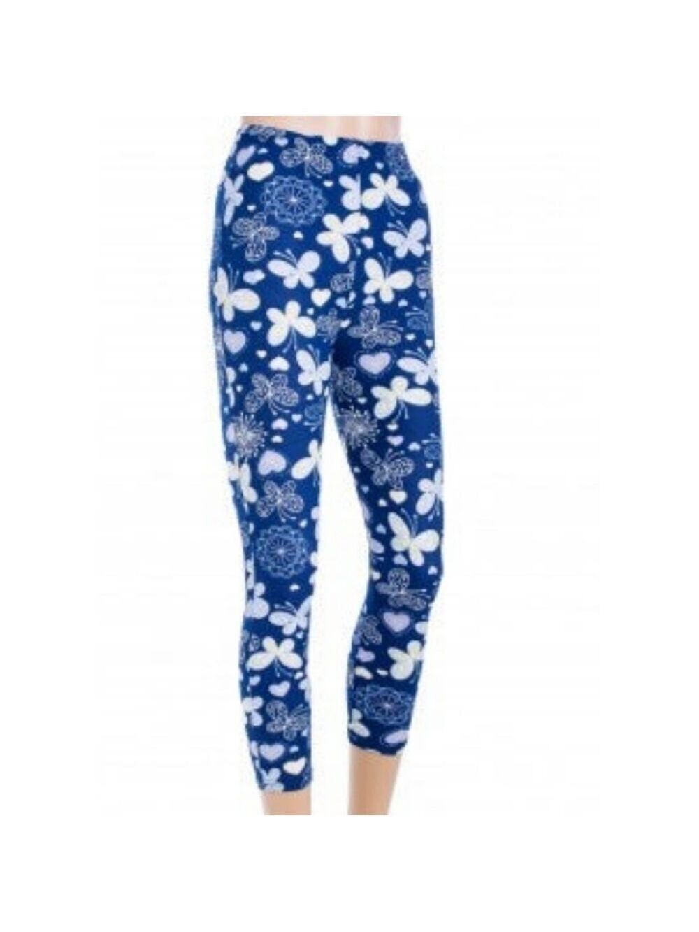 KID'S Blue Butterfly Print Full Length Leggings Size Large NWT